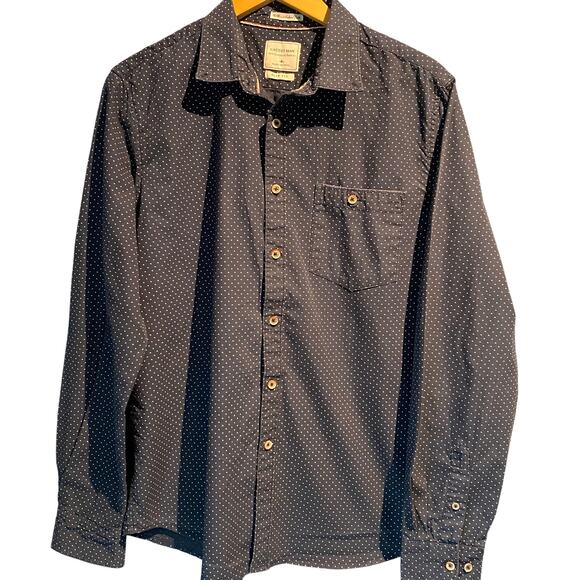 Cactus Man Shirt Size XL Navy White Polka Dot Slim Modern Fit 100% Cotton - Picture 1 of 5